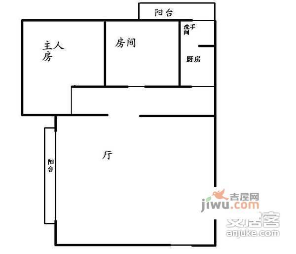 华浩源A区2室1厅1卫83㎡户型图