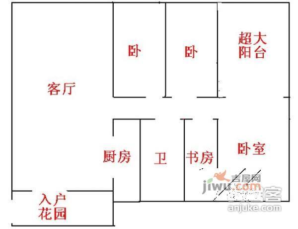 华浩源A区3室2厅2卫107㎡户型图