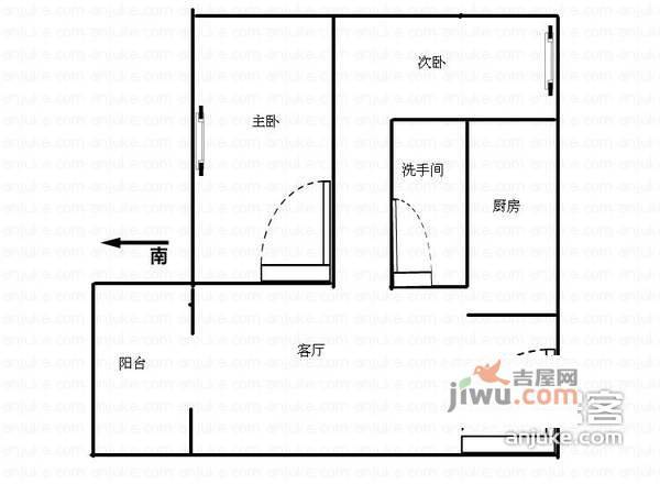 宝湖居2室2厅1卫79㎡户型图