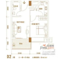 美丽达新村2室1厅1卫48㎡户型图