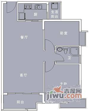 西海湾花园2室2厅1卫80㎡户型图