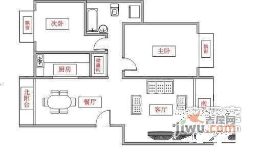 滢水山庄2室2厅1卫76㎡户型图