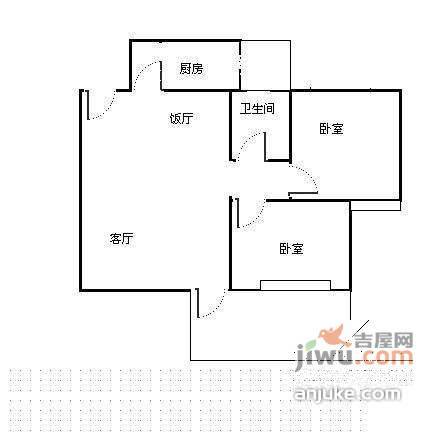 碧海富通城三期2室1厅1卫80㎡户型图