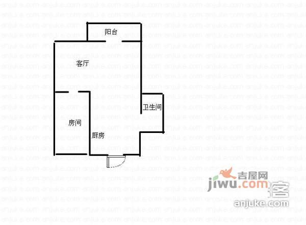 碧海富通城三期1室1厅1卫53㎡户型图