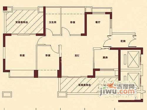 龙园意境3室2厅1卫131㎡户型图