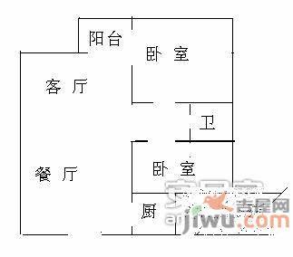 泰华俊庭2室2厅1卫66㎡户型图