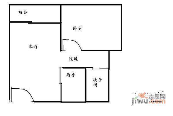 泰华俊庭1室1厅1卫44㎡户型图