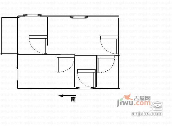 麒麟花园A区2室1厅1卫58㎡户型图