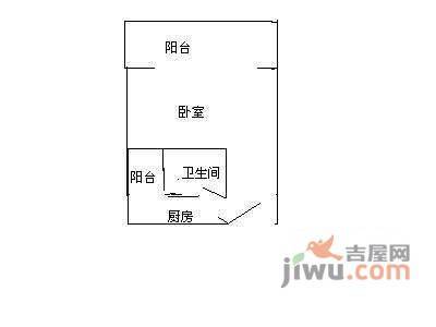 麒麟花园A区1室0厅1卫42㎡户型图