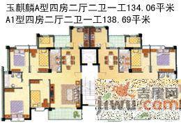 麒麟花园A区4室2厅2卫2000㎡户型图