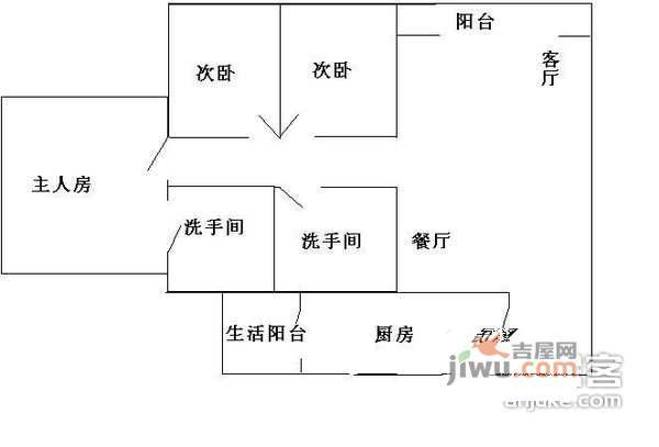 京基御景华城3室2厅1卫140㎡户型图