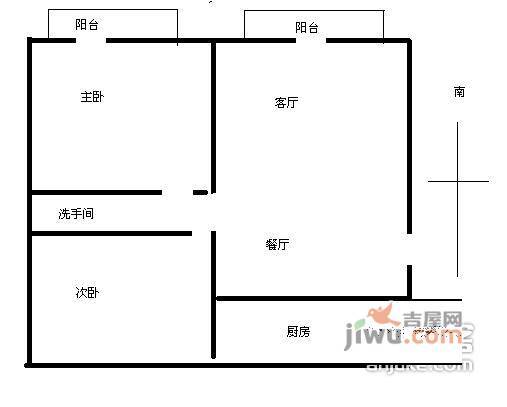 珠江旭景佳园2室2厅1卫82㎡户型图