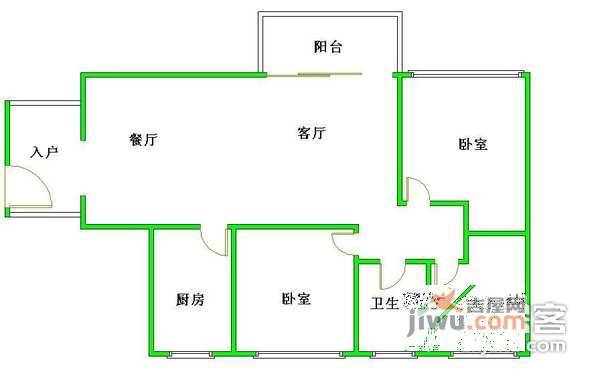 珠江旭景佳园3室2厅1卫108㎡户型图