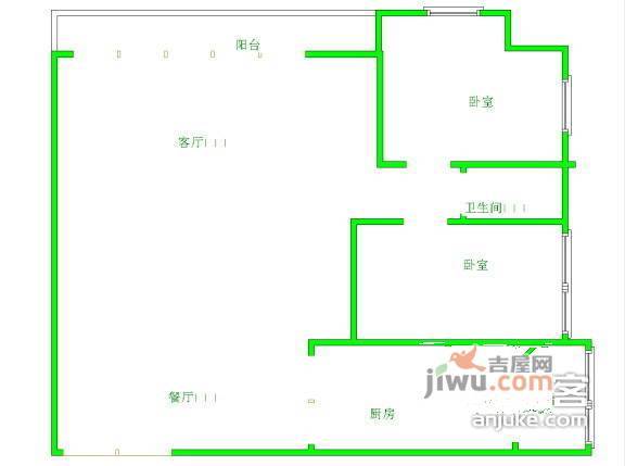 珠江旭景佳园2室2厅1卫82㎡户型图