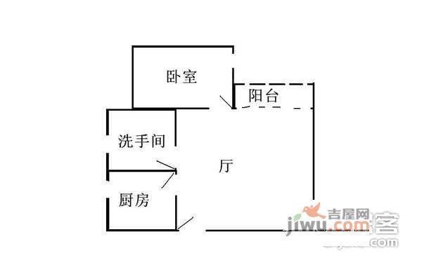 中兆花园1室1厅1卫46㎡户型图