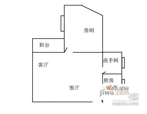 中兆花园1室1厅1卫46㎡户型图