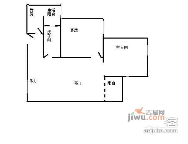 中兆花园2室2厅1卫71㎡户型图