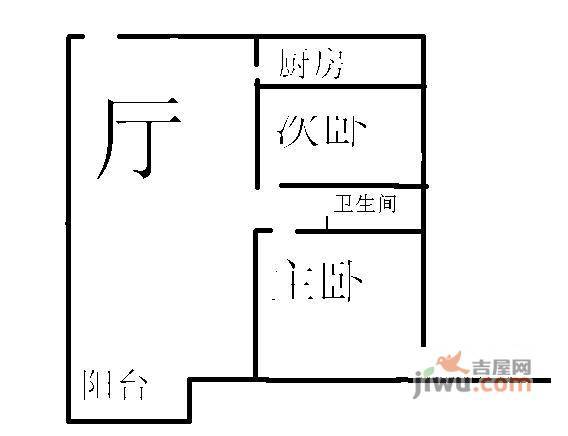 中兆花园2室1厅1卫户型图