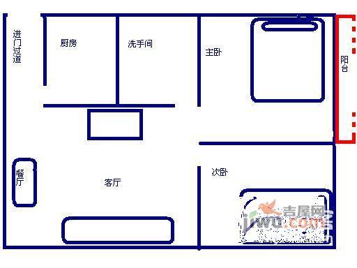 中兆花园2室1厅1卫户型图