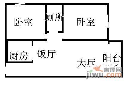 中兆花园2室1厅1卫户型图