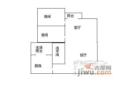 中兆花园2室2厅1卫71㎡户型图