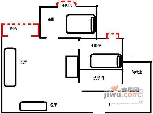 中兆花园2室2厅1卫71㎡户型图