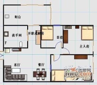 金祥都市花园3室1厅1卫户型图