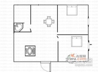 新城国际公寓2室2厅1卫49㎡户型图