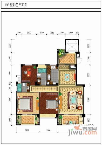 中天湖畔广场3室2厅2卫144㎡户型图