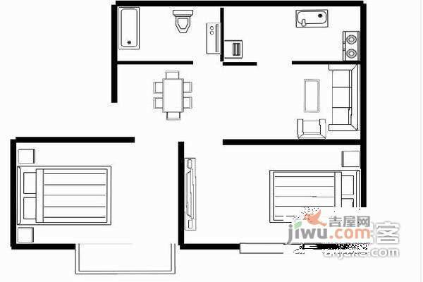 金港花园2室2厅1卫户型图