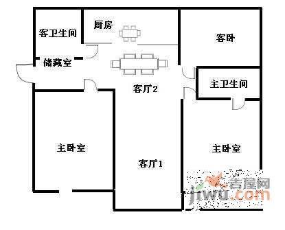 西塘小筑3室2厅2卫122㎡户型图