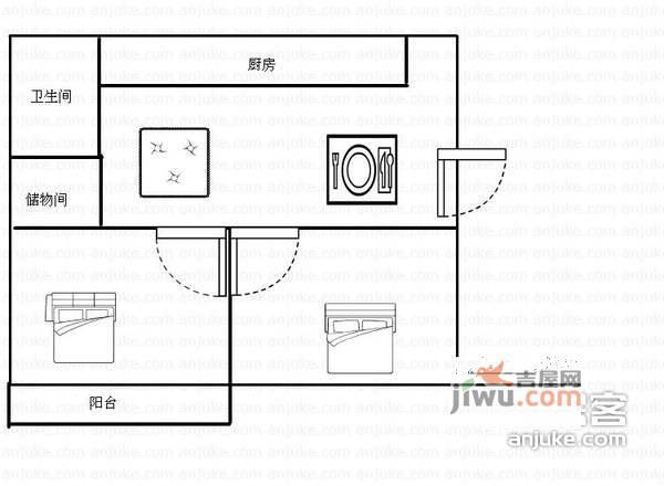 一斗山路小区2室1厅1卫户型图