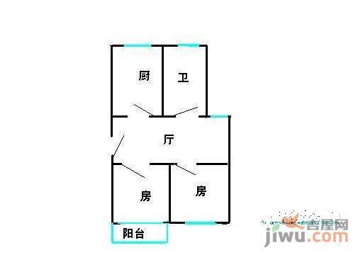 闻涛苑2室1厅1卫户型图