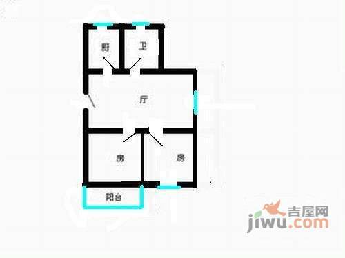 闻涛苑2室1厅1卫户型图