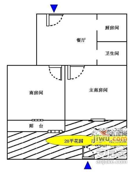 中军新村2室1厅1卫60㎡户型图