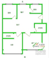 华泰绿岛3室2厅2卫119㎡户型图