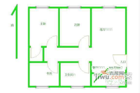 南环公寓3室2厅2卫户型图