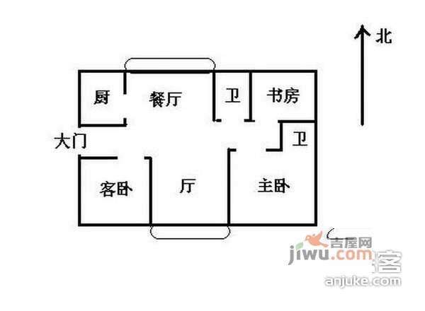 鸿利达大厦3室2厅2卫148㎡户型图