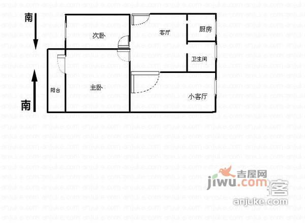 小施家弄小区3室1厅1卫66㎡户型图