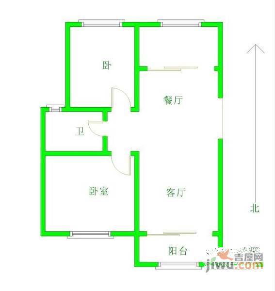 冠云花园2室2厅1卫89㎡户型图