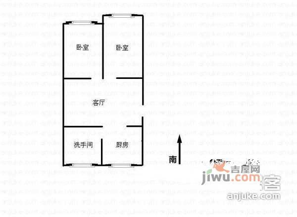 彭义里小区2室1厅1卫51㎡户型图