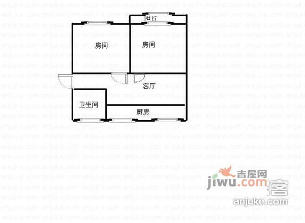 虎丘路小区2室1厅1卫户型图