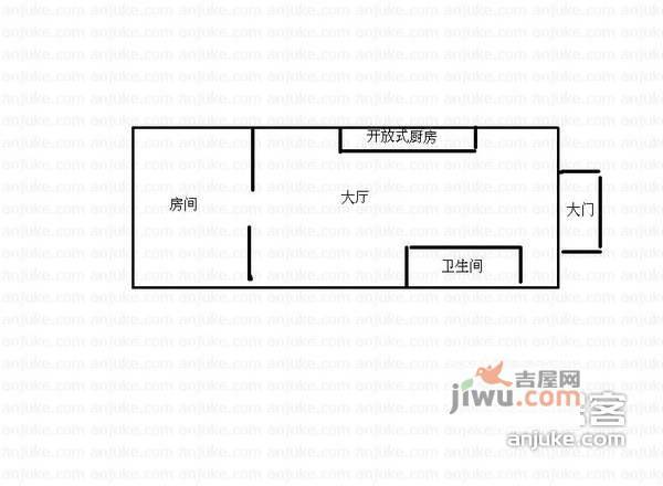 虎丘路小区1室1厅1卫户型图