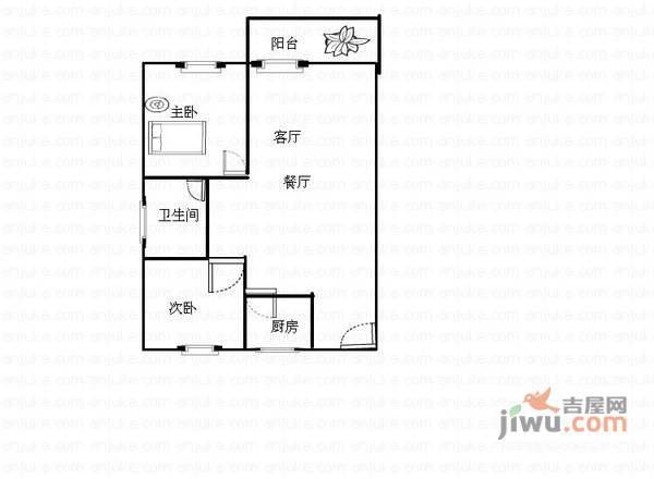 宜家公寓2室2厅1卫户型图