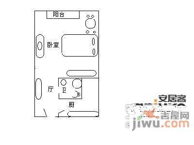 时代晶华1室1厅1卫70㎡户型图