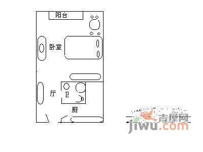 时代晶华1室1厅1卫70㎡户型图