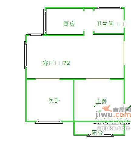 夏家桥花园2室1厅1卫70㎡户型图