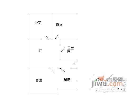 禾家塘岸3室1厅1卫79㎡户型图