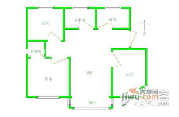 天骄美地5室2厅2卫90㎡户型图