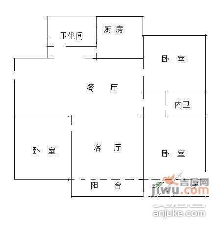 金狮河沿3室2厅2卫106㎡户型图